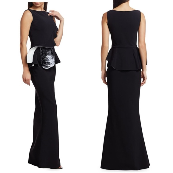 CHIARA BONI LA PETITE ROBE Morny 3D Flower Ruffle Sleeveless Gown Maxi Dress NEW - Picture 2 of 11